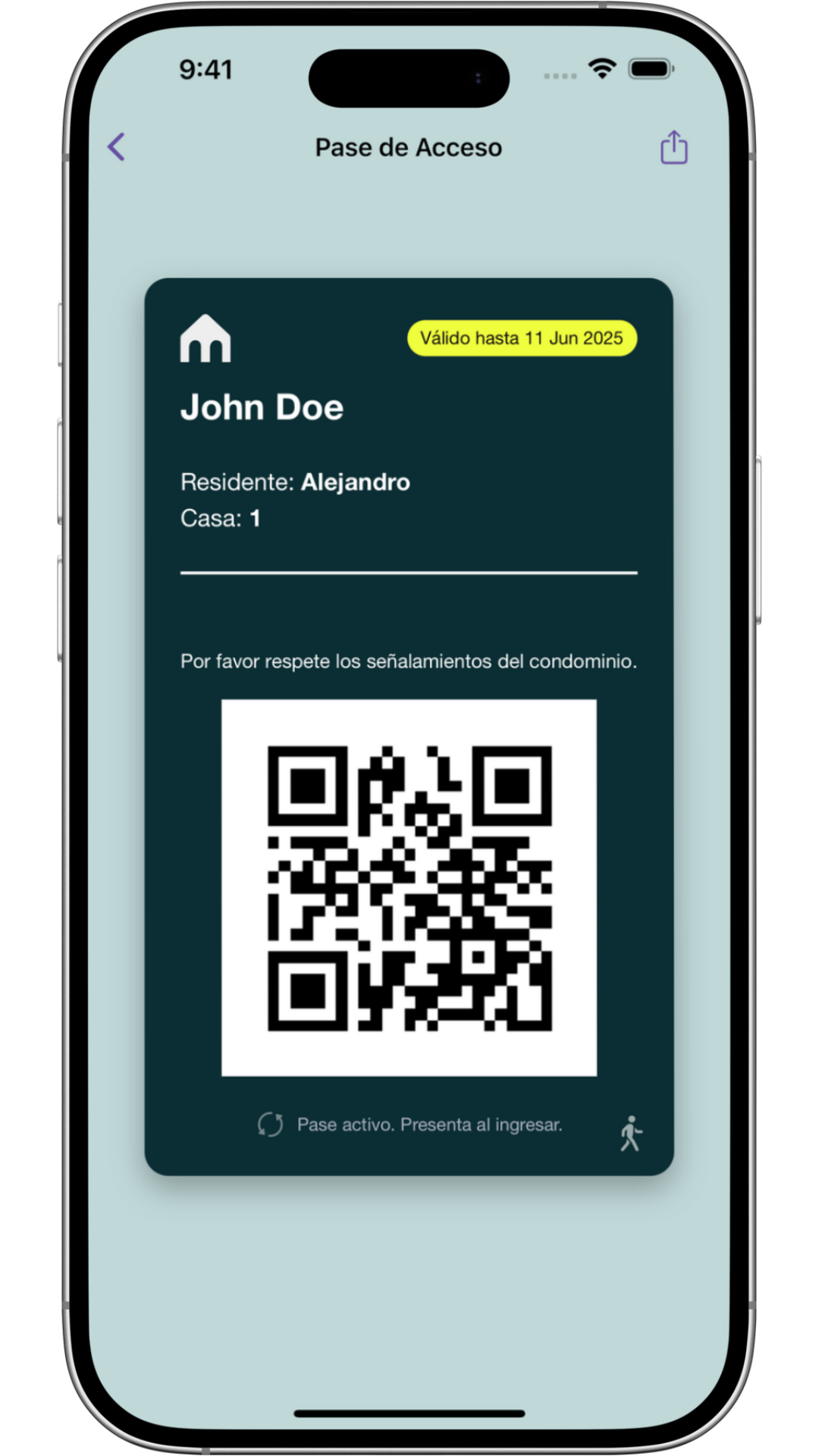 Autorización de visita en Ameniti
