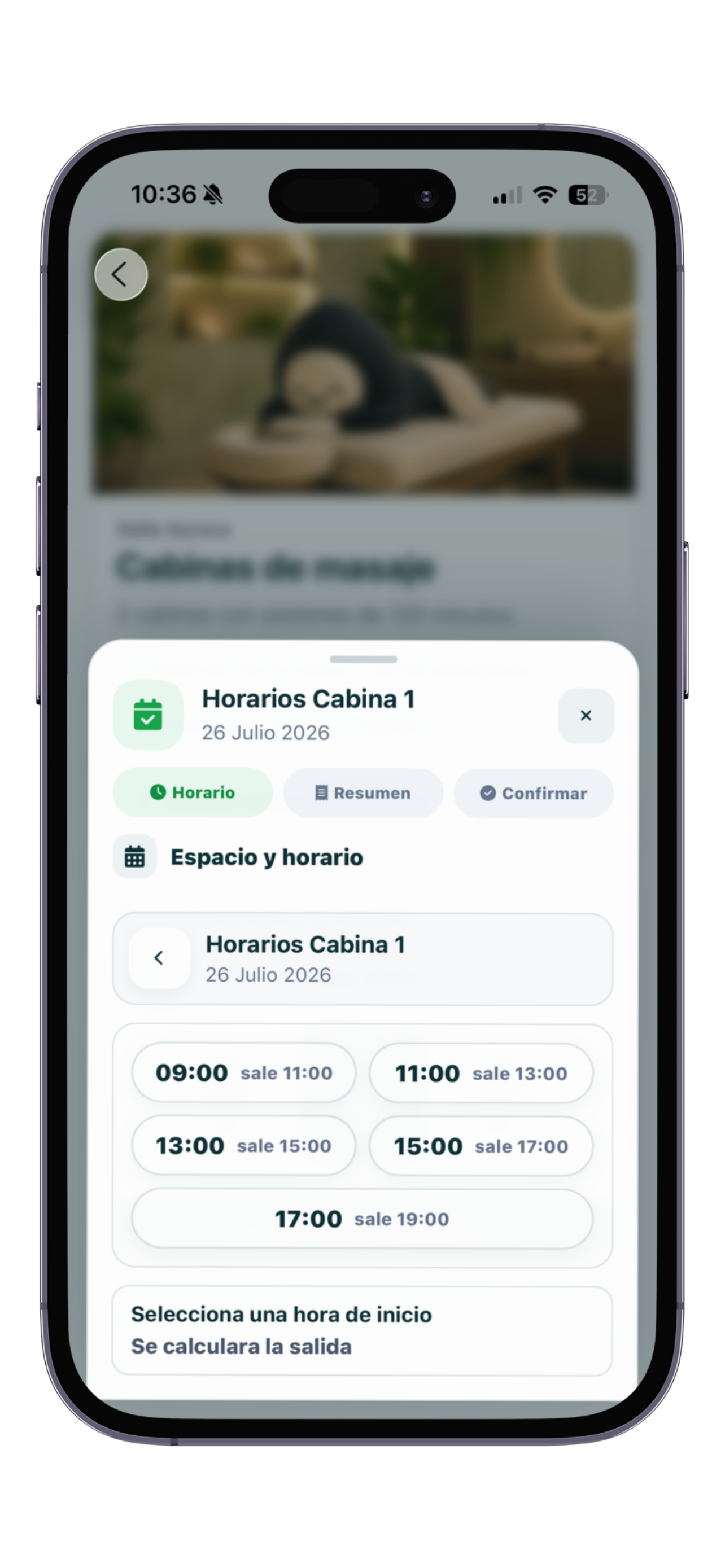 Calendario de disponibilidad de una amenidad